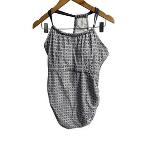 OceanLily | Women's Gray and white‎ geometric bathing suit tank top  Size large